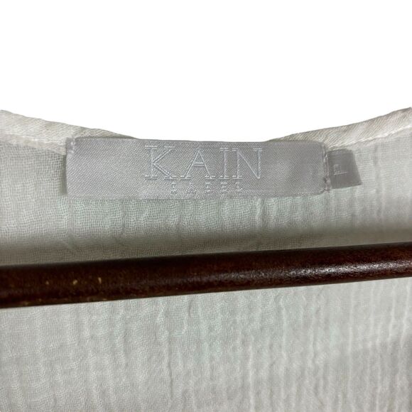 Kain Label White & Gray Sheer Tank Top 100% Cotton Women's Small Size Petite - Picture 4 of 4